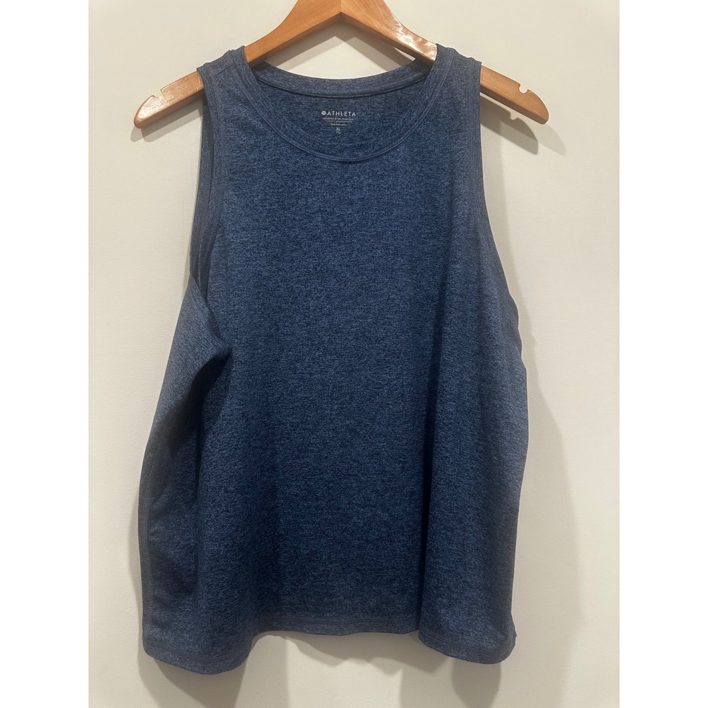 Athleta Womens XL Navy Blue Heathered Muscle Tank Top Sleeveless Activewear Gym